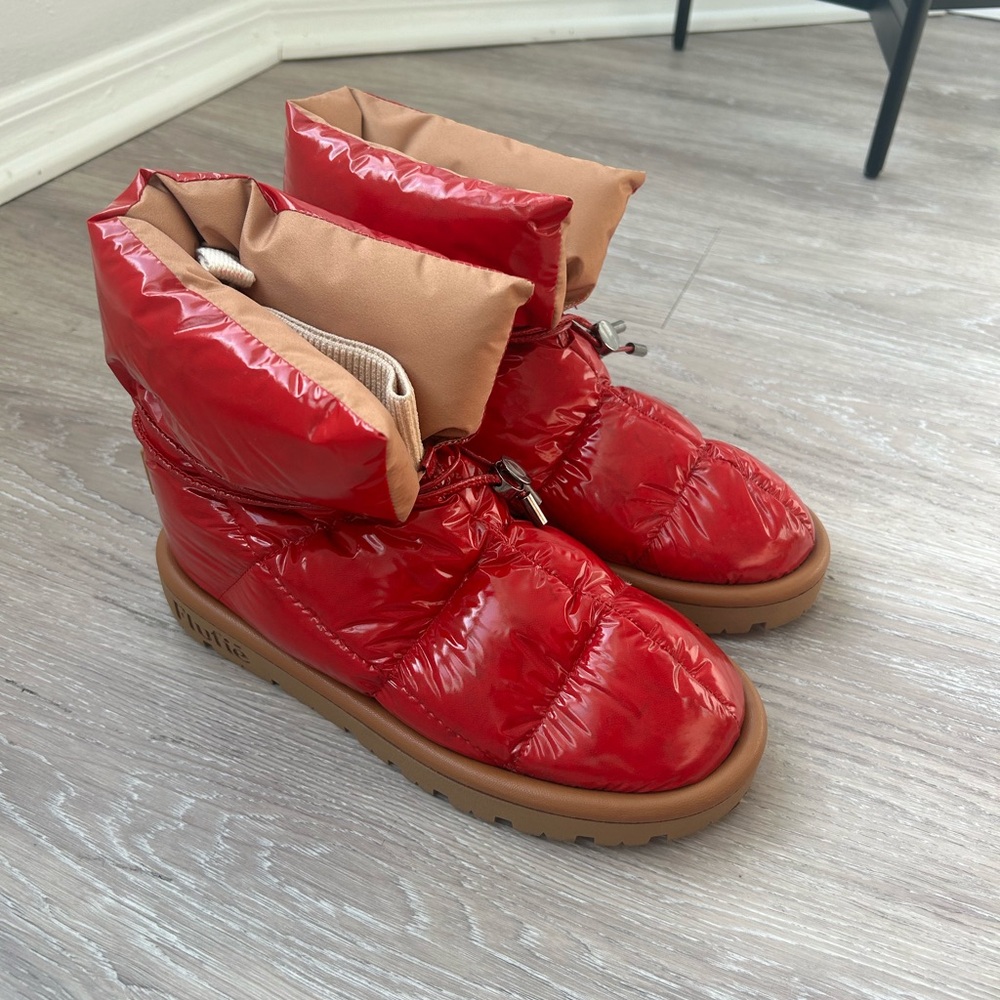 Flufie red metallic snow boots